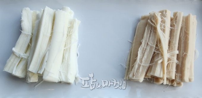 좌 일반, 우 홍삼 스트링 치즈